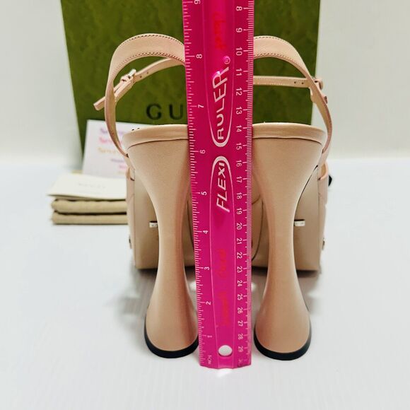 Gucci Janaya Pink Interlocking G Studs 39.5/ US 9.5 Heels Platform Sandals NIB - Picture 10 of 15